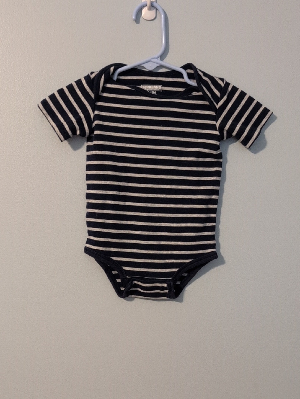 Kirkland Signature Navy and White Striped Baby Bodysuit